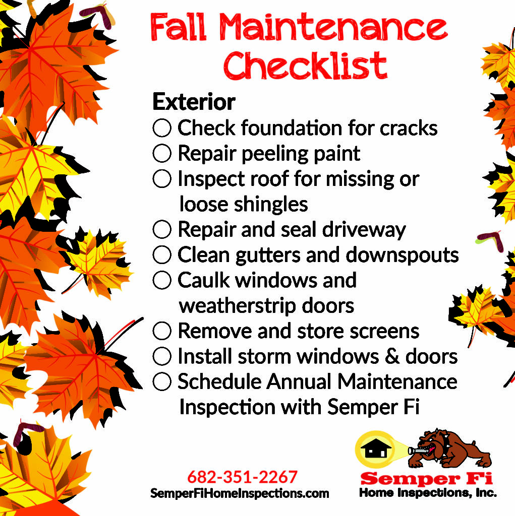 Fall Maintenance Checklist Exterior Dallas / Fort Worth Home Inspections